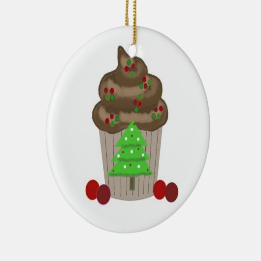 Chocolade met kersttaart keramisch ornament (Rechts)