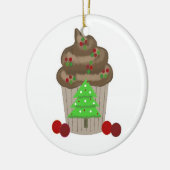 Chocolade met kersttaart keramisch ornament (Links)