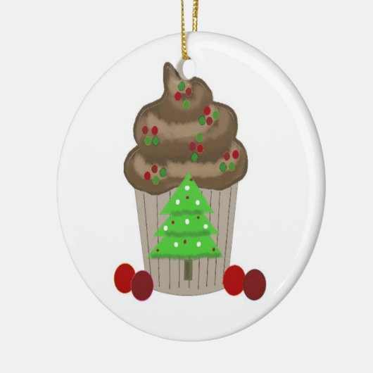 Chocolade met kersttaart keramisch ornament (Links)