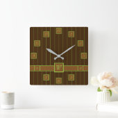 Chocolade met Limoen Pinstripes Clock Vierkante Klok (Huis)