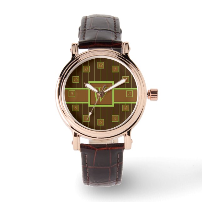 Chocolade met Limoen Pinstripes Horloge (Voorkant)