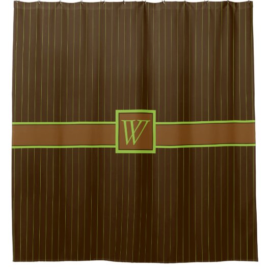 Chocolade met Limoen Pinstripes Shower Curtain Douchegordijn (Voorkant)