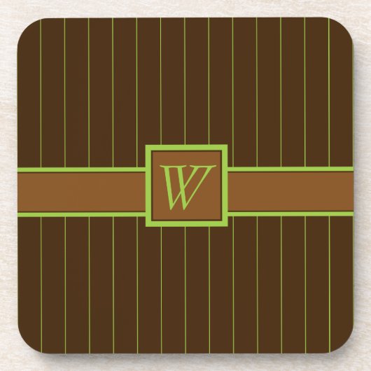 Chocolade met Limoen Pinstripes Vierkant Onderzett Onderzetter (Voorkant)