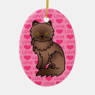 Chocolade Met Oranje Ogen Perzische Kat Liefde Keramisch Ornament