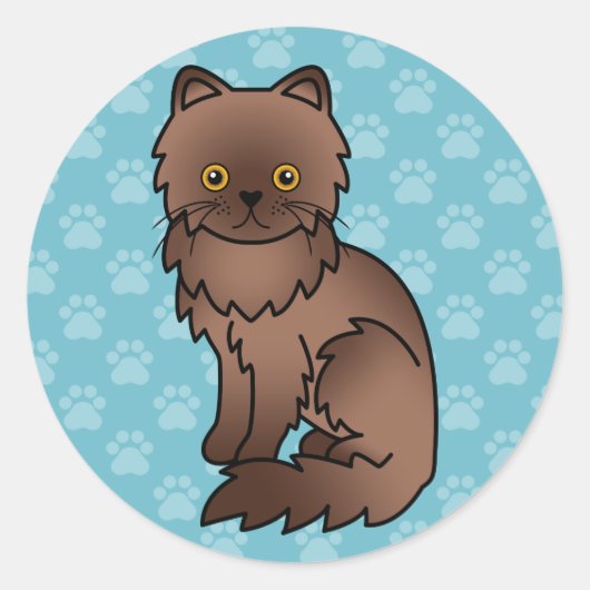 Chocolade Met Oranje Ogen Perzische Kat Ronde Sticker (Voorkant)