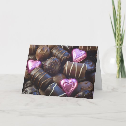 chocolade met roze folie feestdagen kaart (Voorkant)