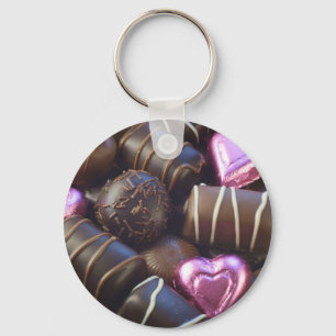 chocolade met roze folie sleutelhanger