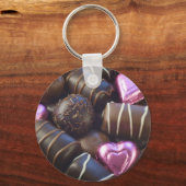 chocolade met roze folie sleutelhanger (Voorkant)