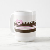 Chocolade met Roze Harten Koffiemok (Voorkant links)