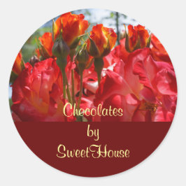 Chocolade met stickers en zegels voor snoepjes met