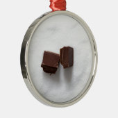 Chocolade met suiker als achtergrond metalen ornament (Rechts)
