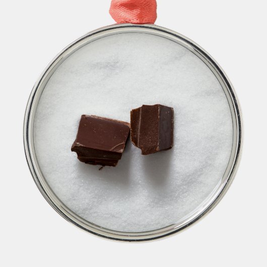 Chocolade met suiker als achtergrond metalen ornament (Voorkant)
