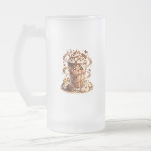 Chocolade Milkshake Kawaii Bevroren Glas Mok (Links)