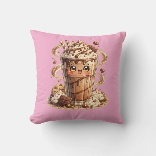 Chocolade Milkshake Kawaii Kussen Kussenhoes (Voorkant)