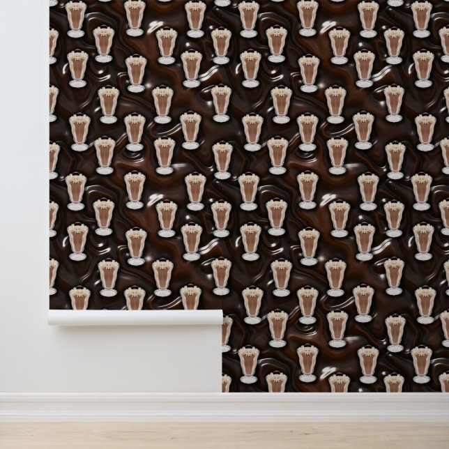 Chocolade Milkshake Patroon Behang (Applicatie)