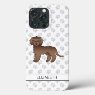 Chocolade Mini Goldendoodle Cartoon Hond & Naam Case-Mate iPhone Case