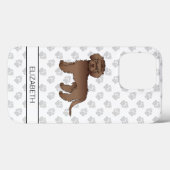 Chocolade Mini Goldendoodle Cartoon Hond & Naam Case-Mate iPhone Case (Achterkant (horizontaal))