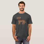 Chocolade Mini Goldendoodle Cartoon Hond T-shirt (Voorkant volledig)