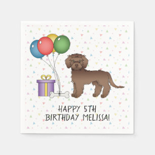 Chocolade Mini Goldendoodle Cartoon Hond Verjaarda Servet