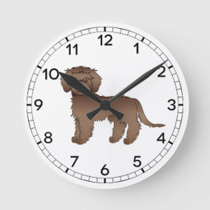 Chocolade Mini Goldendoodle Schattige Cartoon Hond Ronde Klok