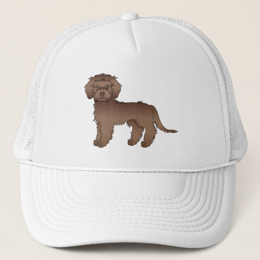 Chocolade Mini Goldendoodle Schattige Cartoon Hond Trucker Pet (Voorkant)