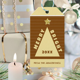 Chocolade Minimalistische Kerstboom Naam Cadeaulabel