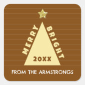 Chocolade Minimalistische Kerstboom Naam Vierkante Sticker (Voorkant)