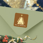 Chocolade Minimalistische Kerstboom Naam Vierkante Sticker