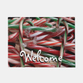 Chocolade Mint Candy Canes Vakantie Feestelijk Deurmat (Voorkant)