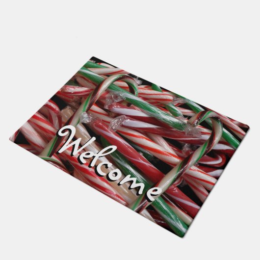 Chocolade Mint Candy Canes Vakantie Feestelijk Deurmat (Schuin)
