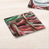 Chocolade Mint Candy Canes Vakantie Feestelijk Kartonnen Onderzetters (Schuin)
