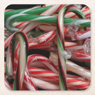 Chocolade Mint Candy Canes Vakantie Feestelijk Kartonnen Onderzetters