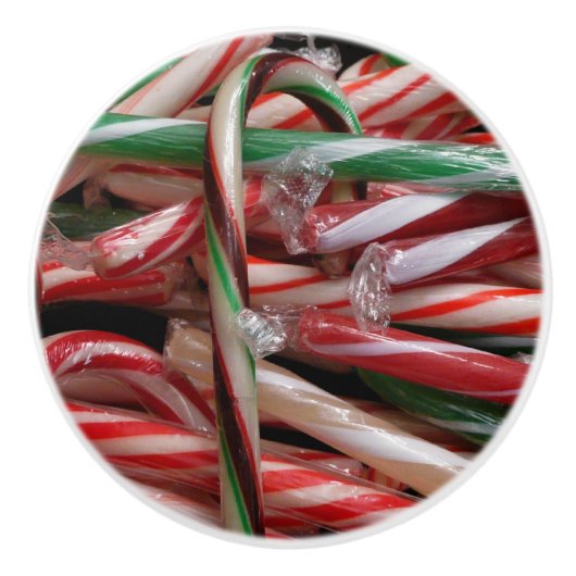 Chocolade Mint Candy Canes Vakantie Feestelijk Keramische Knop (Voorkant)