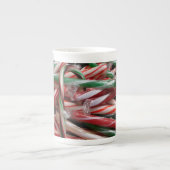 Chocolade Mint Candy Canes Vakantie Feestelijk Porselein Kop (Voorkant)