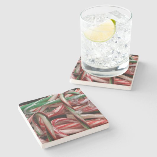 Chocolade Mint Candy Canes Vakantie Feestelijk Stenen Onderzetter (Zijkant)