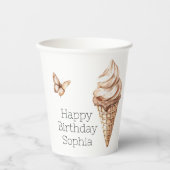 Chocolade Mocha Ice Cream Cone Verjaardag Papieren Bekers (Voorkant)