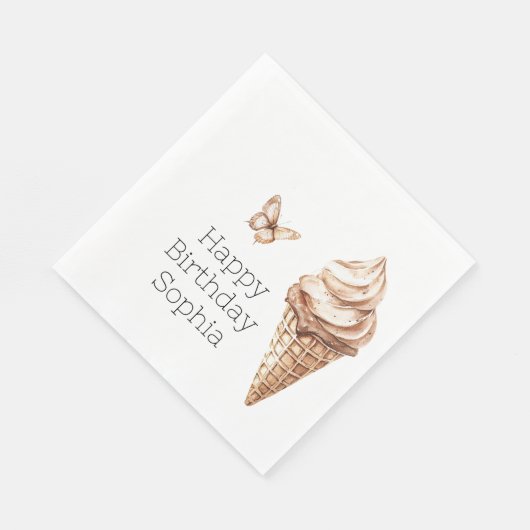 Chocolade Mocha Ice Cream Cone Verjaardag Servet (Hoek)