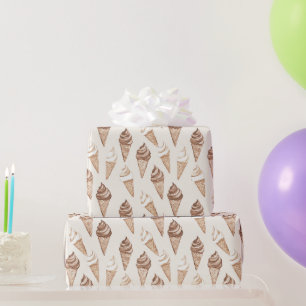 Chocolade Mocha Ice Cream Cones Verjaardag Cadeaupapier