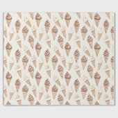 Chocolade Mocha Ice Cream Cones Verjaardag Cadeaupapier (Vlak)