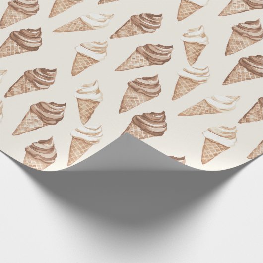 Chocolade Mocha Ice Cream Cones Verjaardag Cadeaupapier (Hoek)