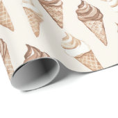 Chocolade Mocha Ice Cream Cones Verjaardag Cadeaupapier (Rol Hoek)