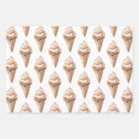 Chocolade Mocha Ice Cream Cones Verjaardag Inpakpapier Vel (Voorkant)