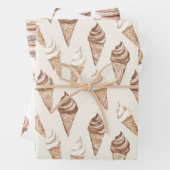 Chocolade Mocha Ice Cream Cones Verjaardag Inpakpapier Vel (In situ)