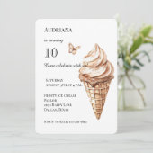 Chocolade Mocha Vanilla Ice Cream Cone Verjaardag Kaart (Staand voorkant)