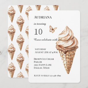 Chocolade Mocha Vanilla Ice Cream Cone Verjaardag Kaart