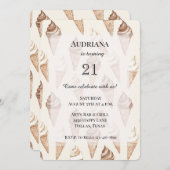 Chocolade Mocha Vanilla Ice Cream Cones Verjaardag Kaart (Voorkant / Achterkant)