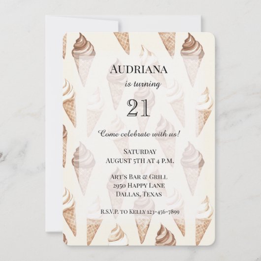 Chocolade Mocha Vanilla Ice Cream Cones Verjaardag Kaart (Voorkant)