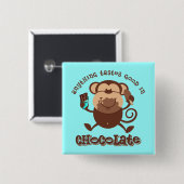 Chocolade Monkey Vierkante Button 5,1 Cm (Voorkant /achterkant)
