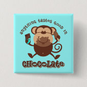 Chocolade Monkey Vierkante Button 5,1 Cm (Voorkant)