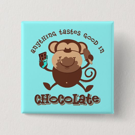 Chocolade Monkey Vierkante Button 5,1 Cm (Voorkant)